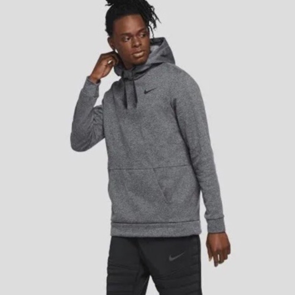 Nike Men's Therma Fit Pullover Grey Charcoal Hoodie